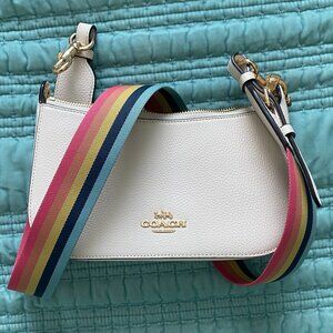 AUTHENTIC NWOT COACH TERI CROSSBODY HANDBAG CREAM WITH COLORFUL STRAP